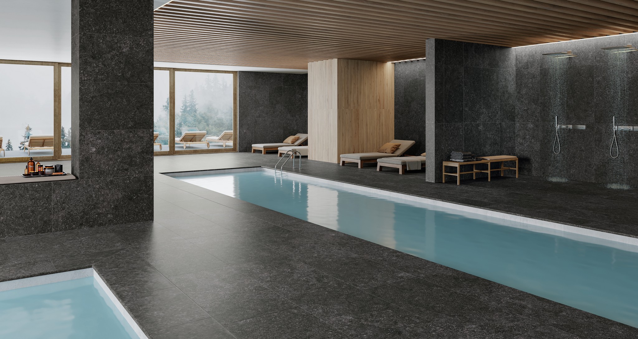 Ступень фронтальная Peldano Fiorentino Ardenas Antracita 33х33х1.3 антислип 4шт/упак Exagres