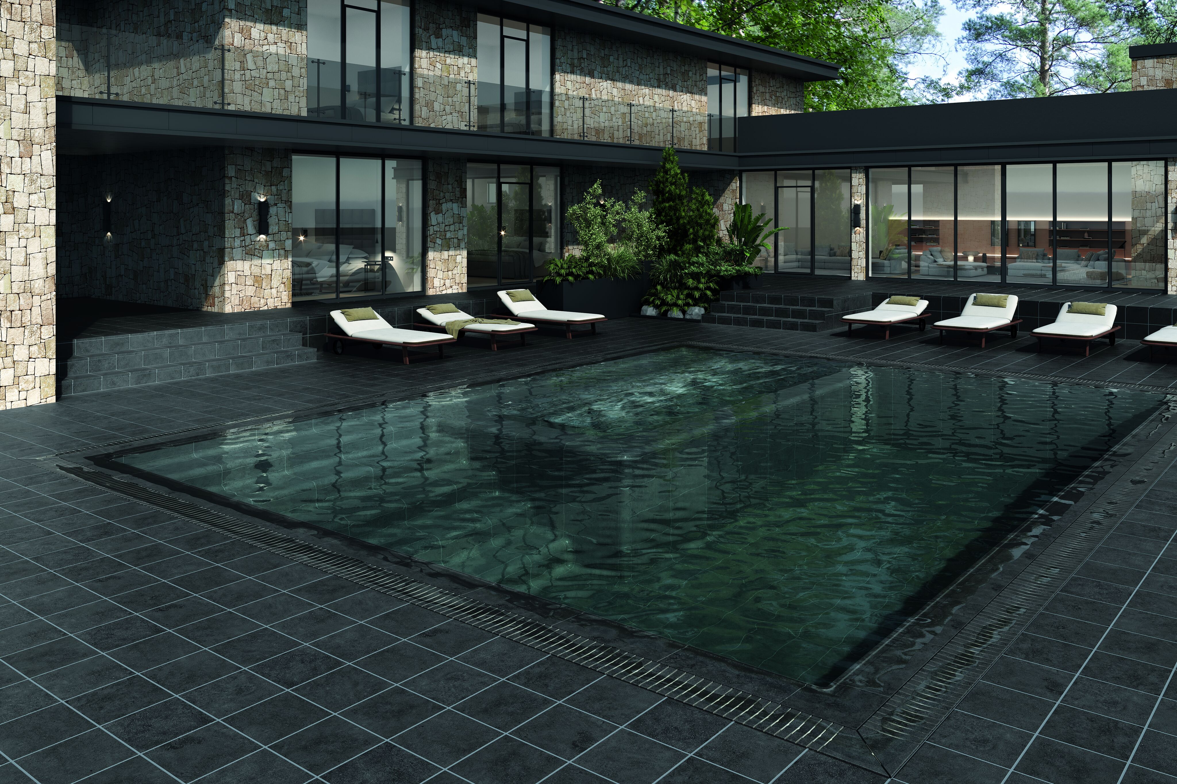 Плитка напольная клинкерная Essenza Grafite 60х120х0.92см антислип 2шт/1.44м2/уп Exagres