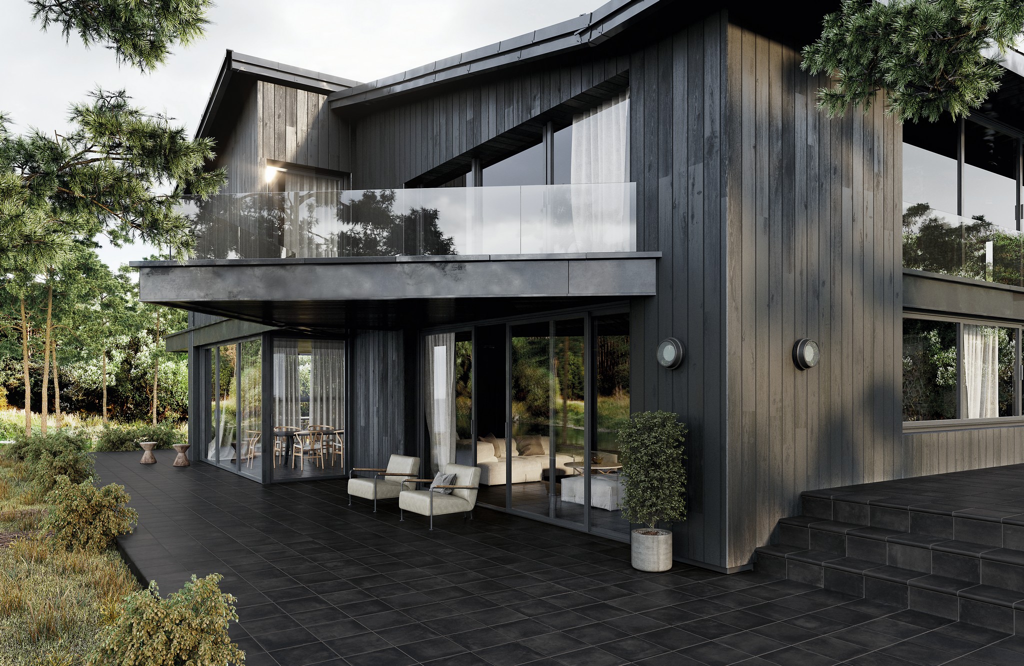 Ступень фронтальная Peldano Florentino Portland Black 33х33х1.3 антислип 4шт/упак Exagres