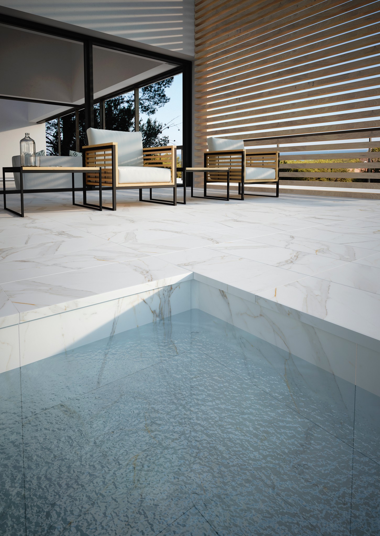 Ступень фронтальная Peldano Florentino Marbles Calacatta 33х120х1.2 матовая Exagres