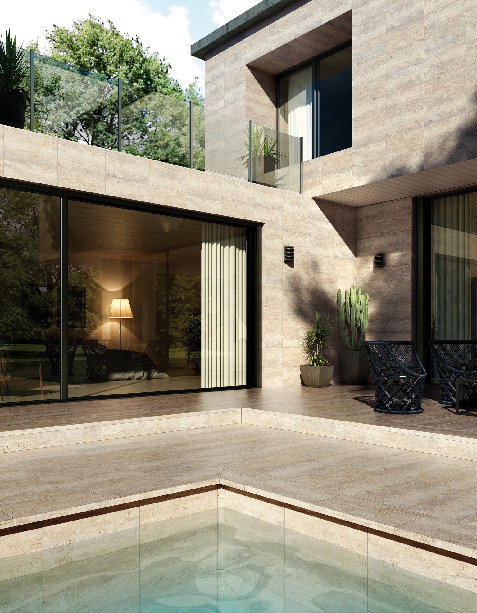 Плитка напольная клинкерная Marbles Travertino С1 60х120х0.92см матовая 2шт/1.44м2/уп Exagres