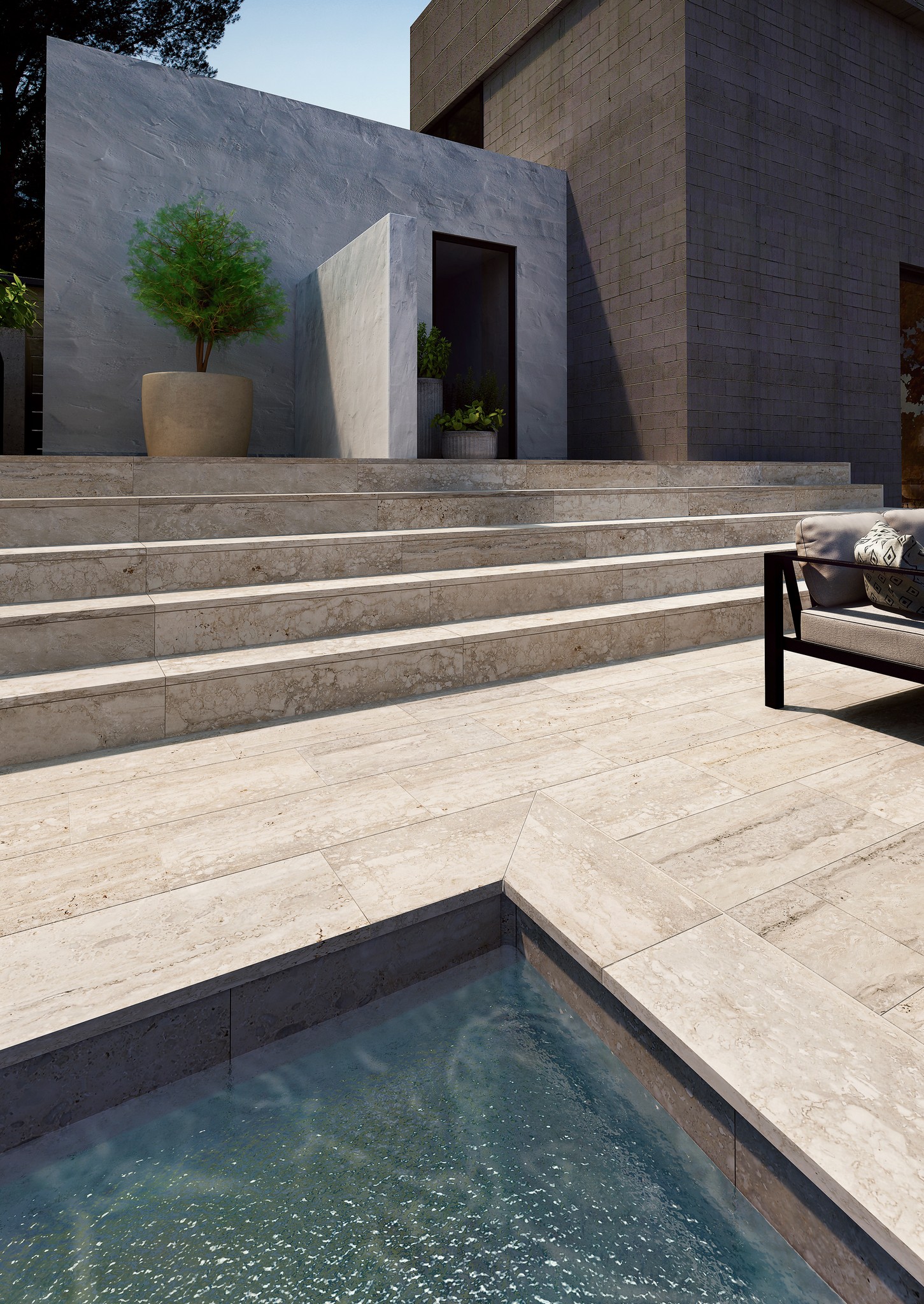 Плитка напольная клинкерная Marbles Travertino С1 60х120х0.92см матовая 2шт/1.44м2/уп Exagres