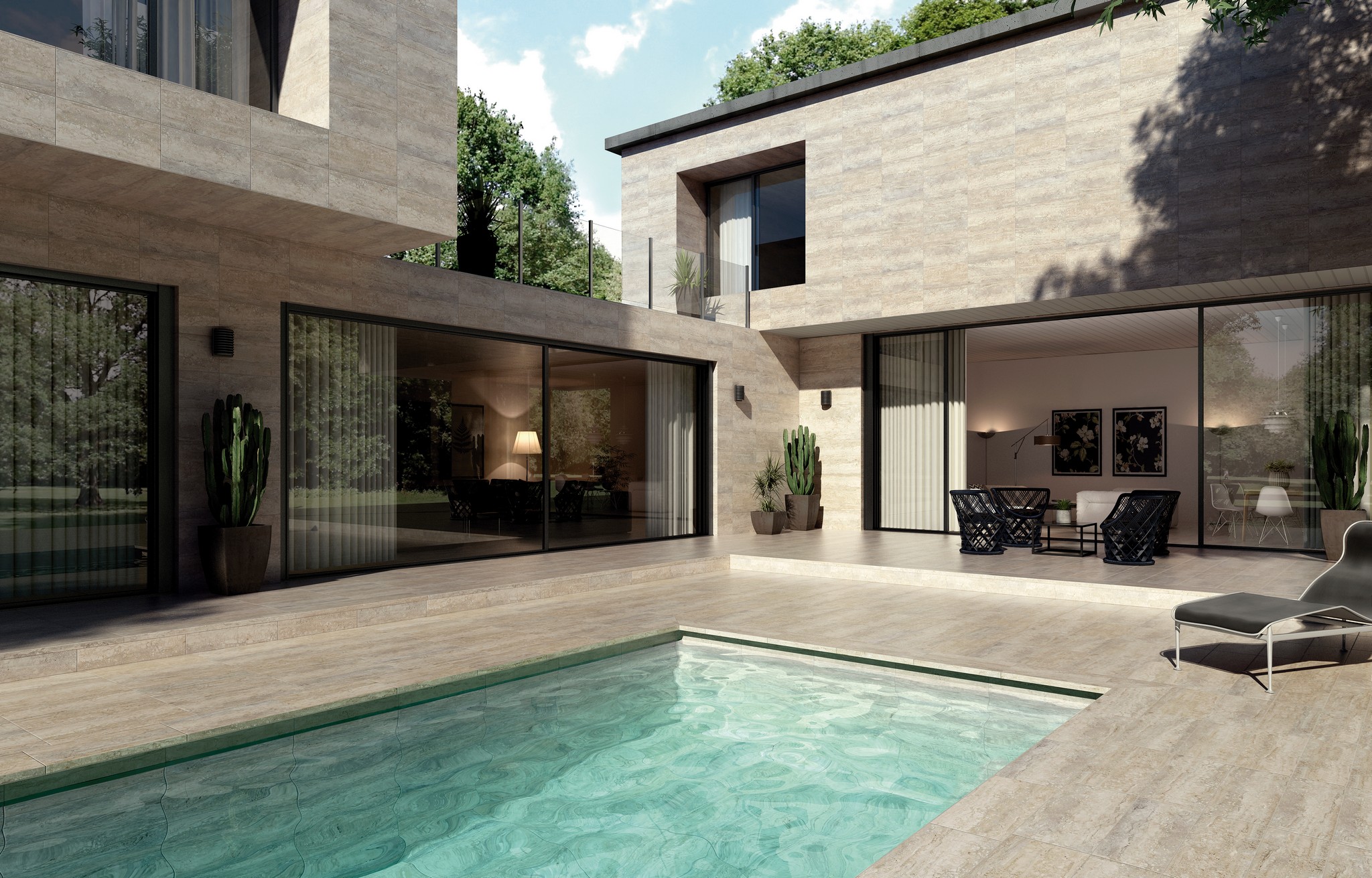 Плитка напольная клинкерная Marbles Travertino С1 60х120х0.92см матовая 2шт/1.44м2/уп Exagres