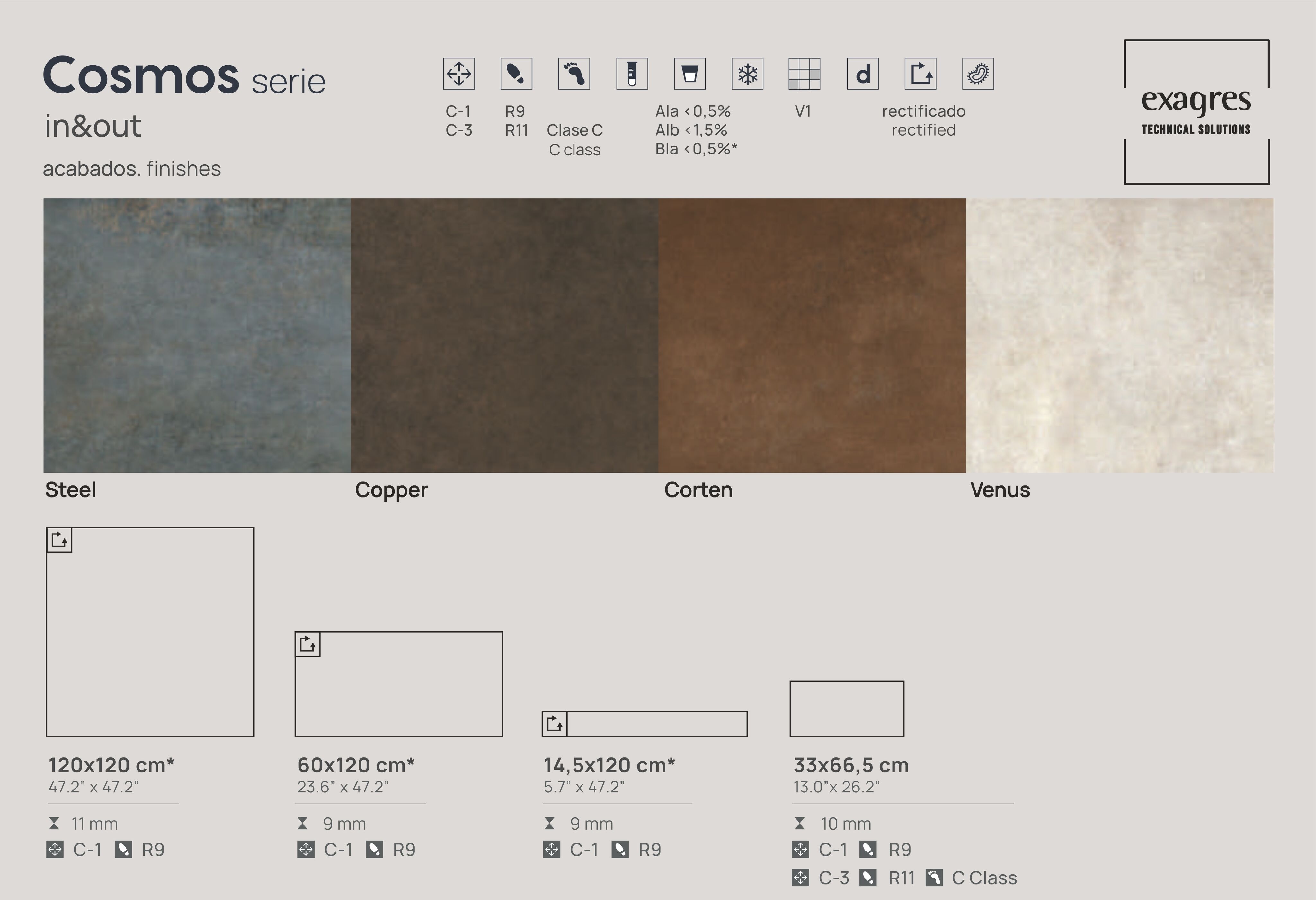 Плитка напольная клинкерная Cosmos Corten С1 60х120х0.92см матовая 2шт/1.44м2/уп Exagres