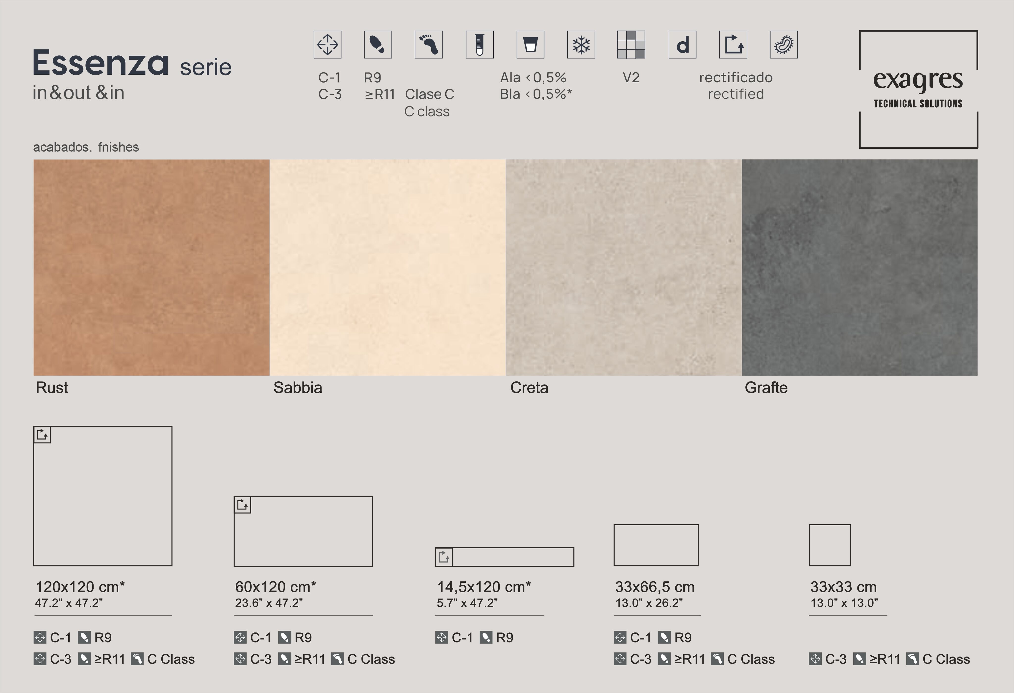 Плитка напольная клинкерная Essenza Rust 60х120х0.92см антислип 2шт/1.44м2/уп Exagres