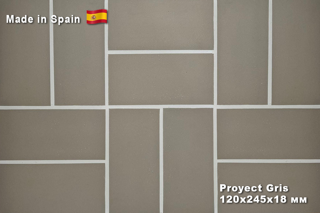 Плитка тротуарная Proyect Gris Base 12х24.5х1.8 антислип 18шт/упак Exagres