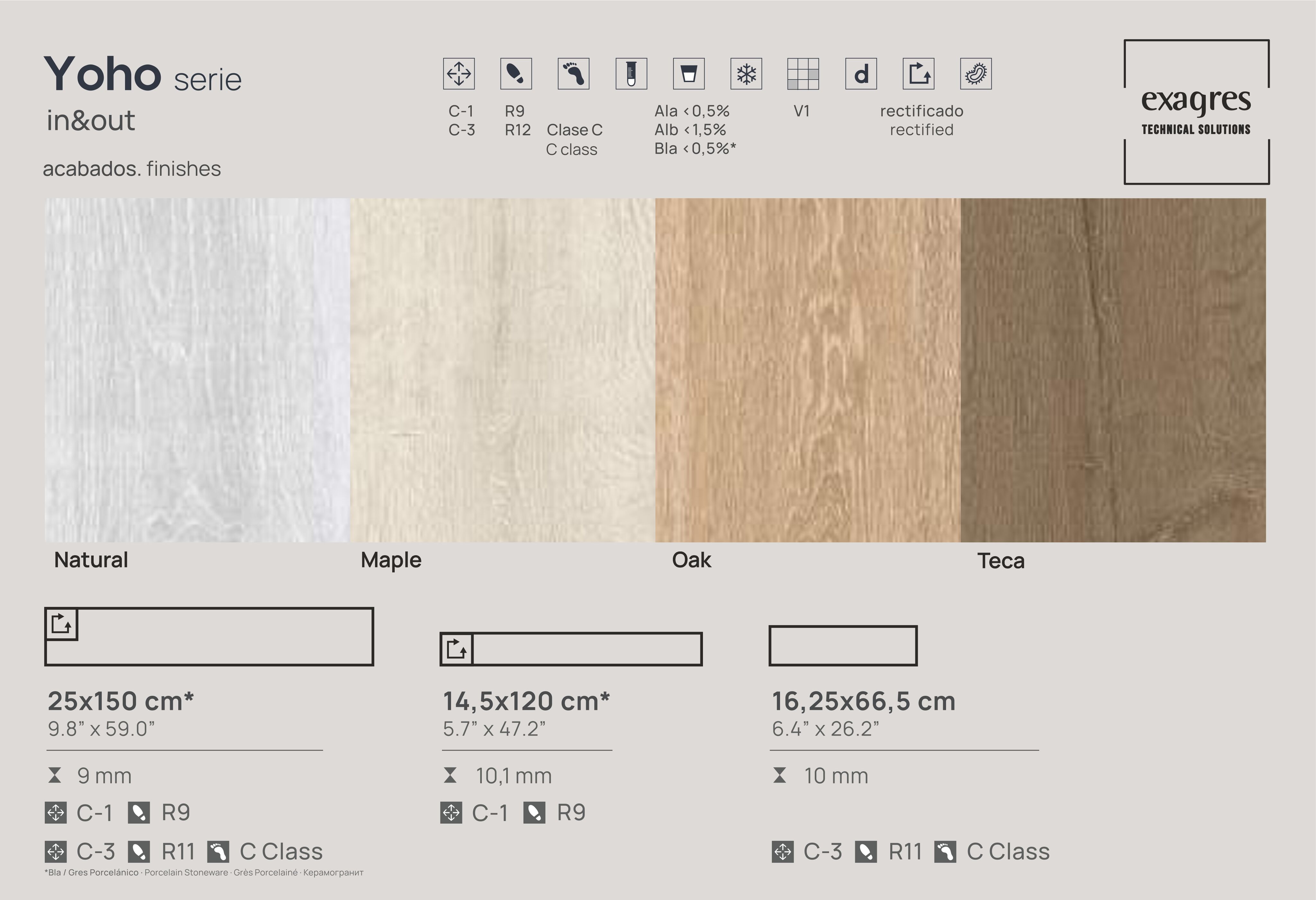 Плитка напольная клинкерная Yoho Maple 25х150х0.9см матовая 3шт/1.12м2/уп Exagres