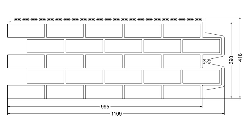 Панель Grand Line Состаренный кирпич Design (цвет шва RAL 7006)