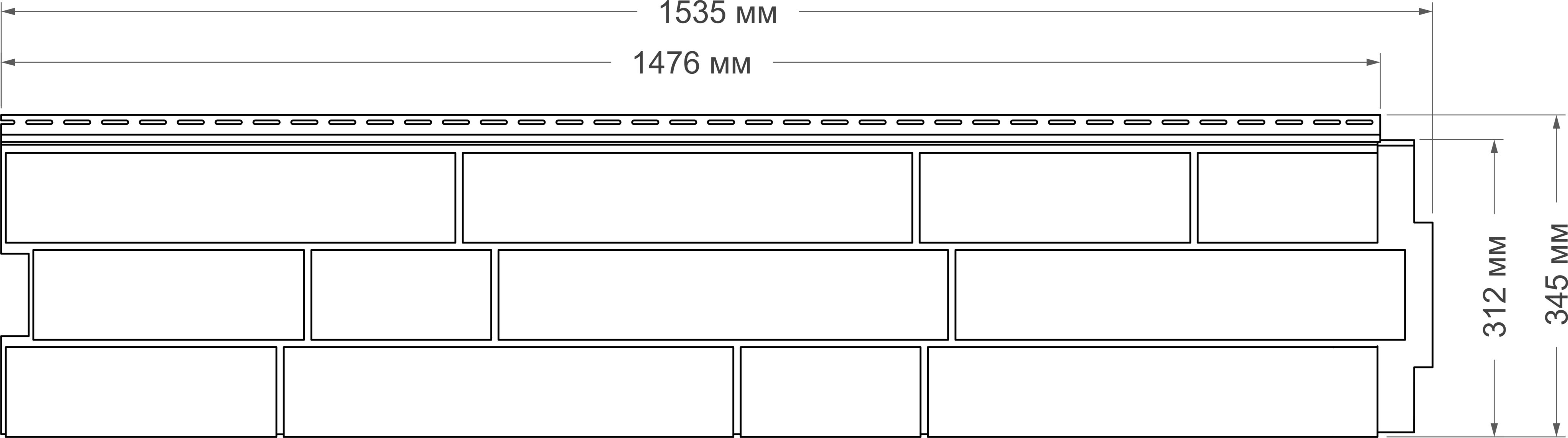 Панель Grand Line ЯФАСАД Крымский сланец 1476х312мм Мел