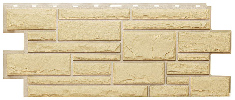 Облицовочная фасадная панель Т-сайдинг Дикий камень, Жёлтый