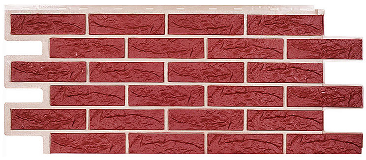 Облицовочная фасадная панель Т-сайдинг Лондон брик, Красный
