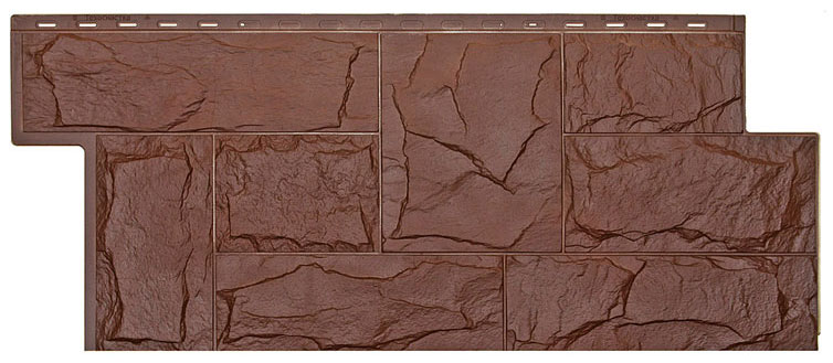 Облицовочная фасадная панель Т-сайдинг Леон одноцветная покраска, коричневый