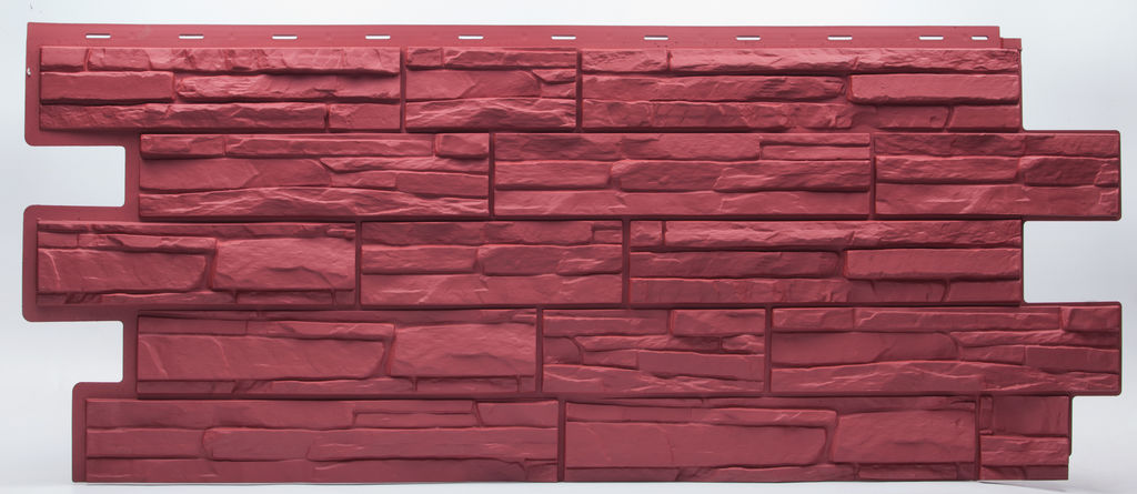 Облицовочная фасадная панель Т-сайдинг Альпийская сказка одноцветная покраска, красный