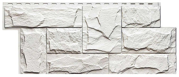 Облицовочная фасадная панель Т-сайдинг Леон одноцветная покраска, белый