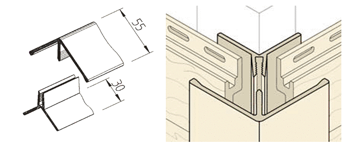 VinyTec Угловой профиль 55/30 2-х составной, цвет Кремовый