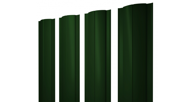 Штакетник круглый, односторонний 0,45мм тёмно-зелёный 6005