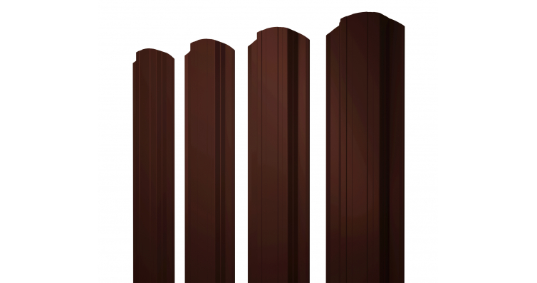 Штакетник прямоугольный, фигурный, односторонний 0,45мм тёмно-коричневый RR32