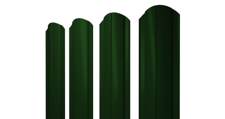 Штакетник круглый, фигурный, односторонний 0,45мм тёмно-зелёный 6005