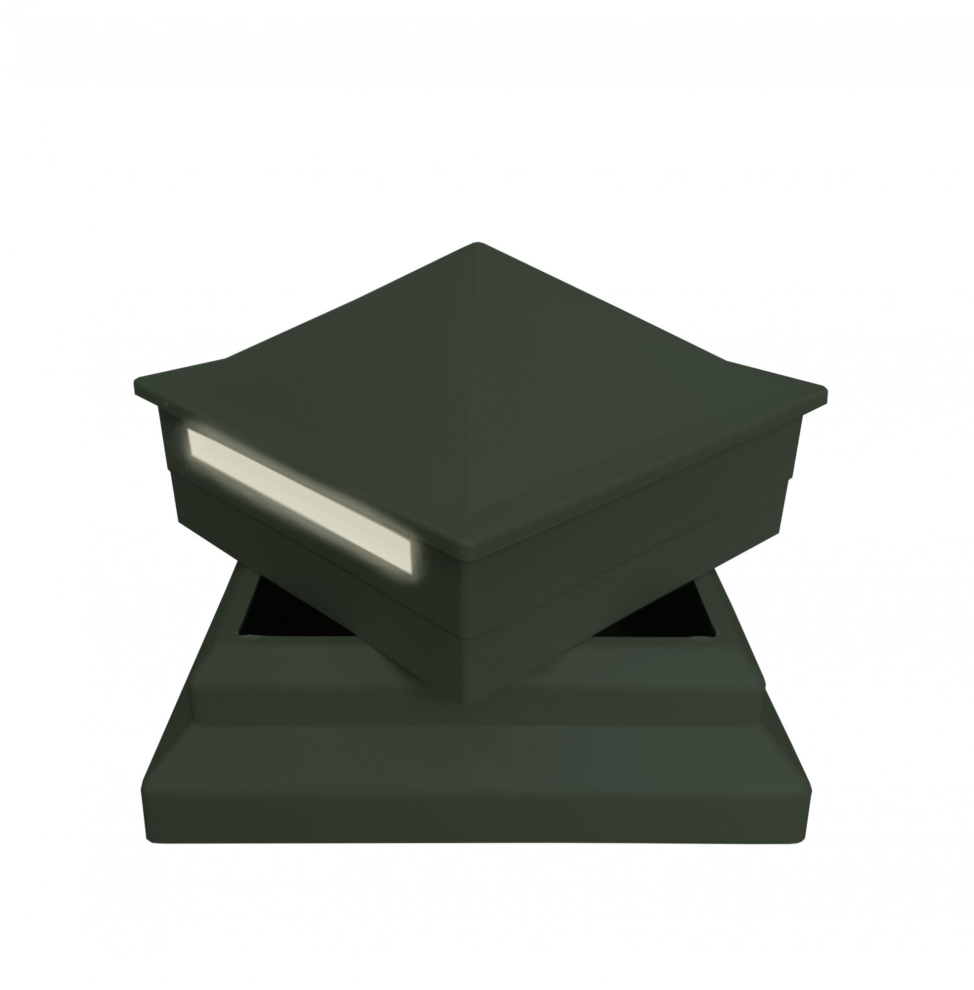 Комплект для столба ТЕРРАпол ПРАКТИК Черный (крышка с подсветкой+рамка) 100х100мм, Чёрный