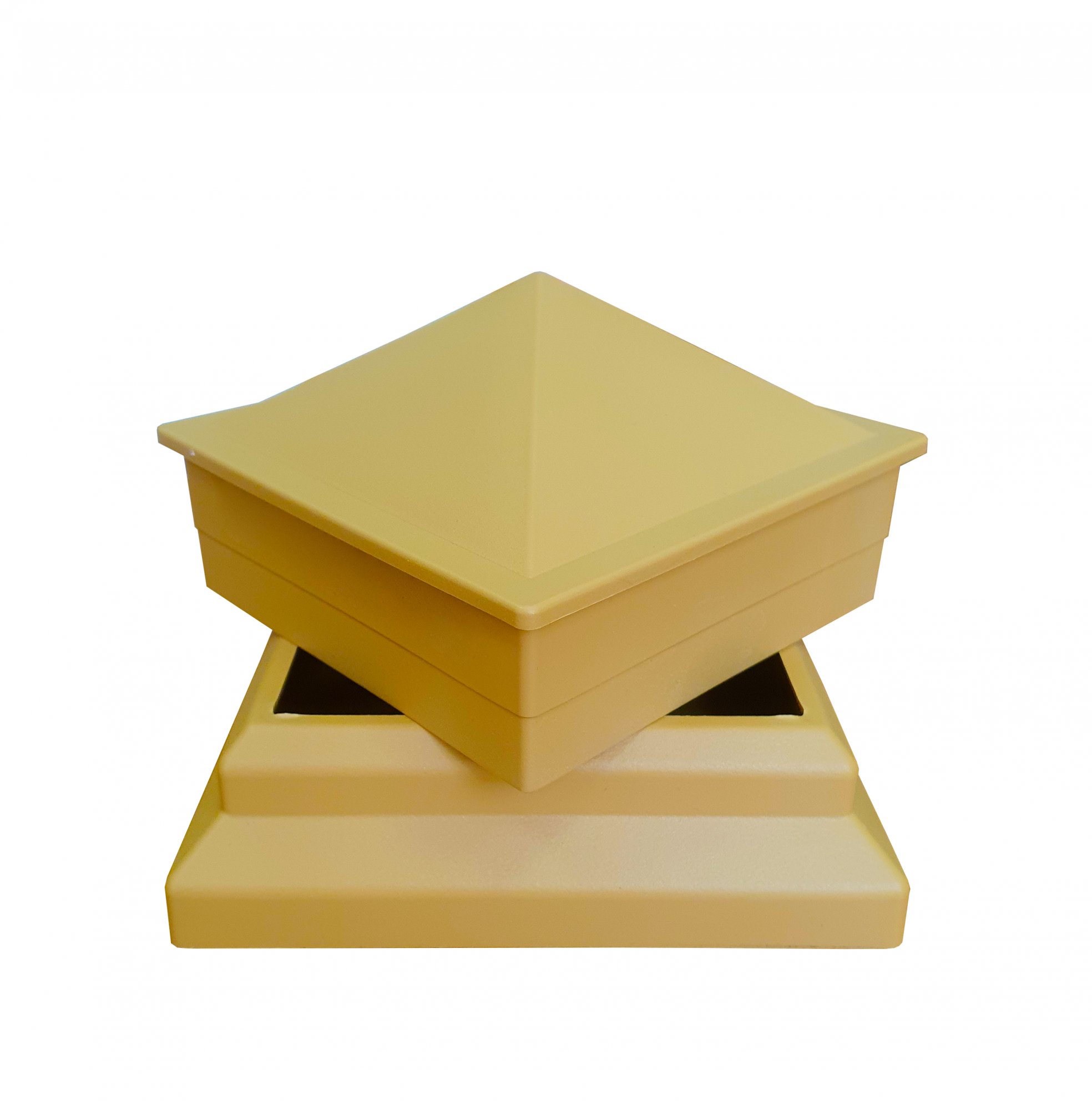 Комплект для столба ТЕРРАпол ПРАКТИК Желтый (крышка+рамка) 100х100мм, Жёлтый