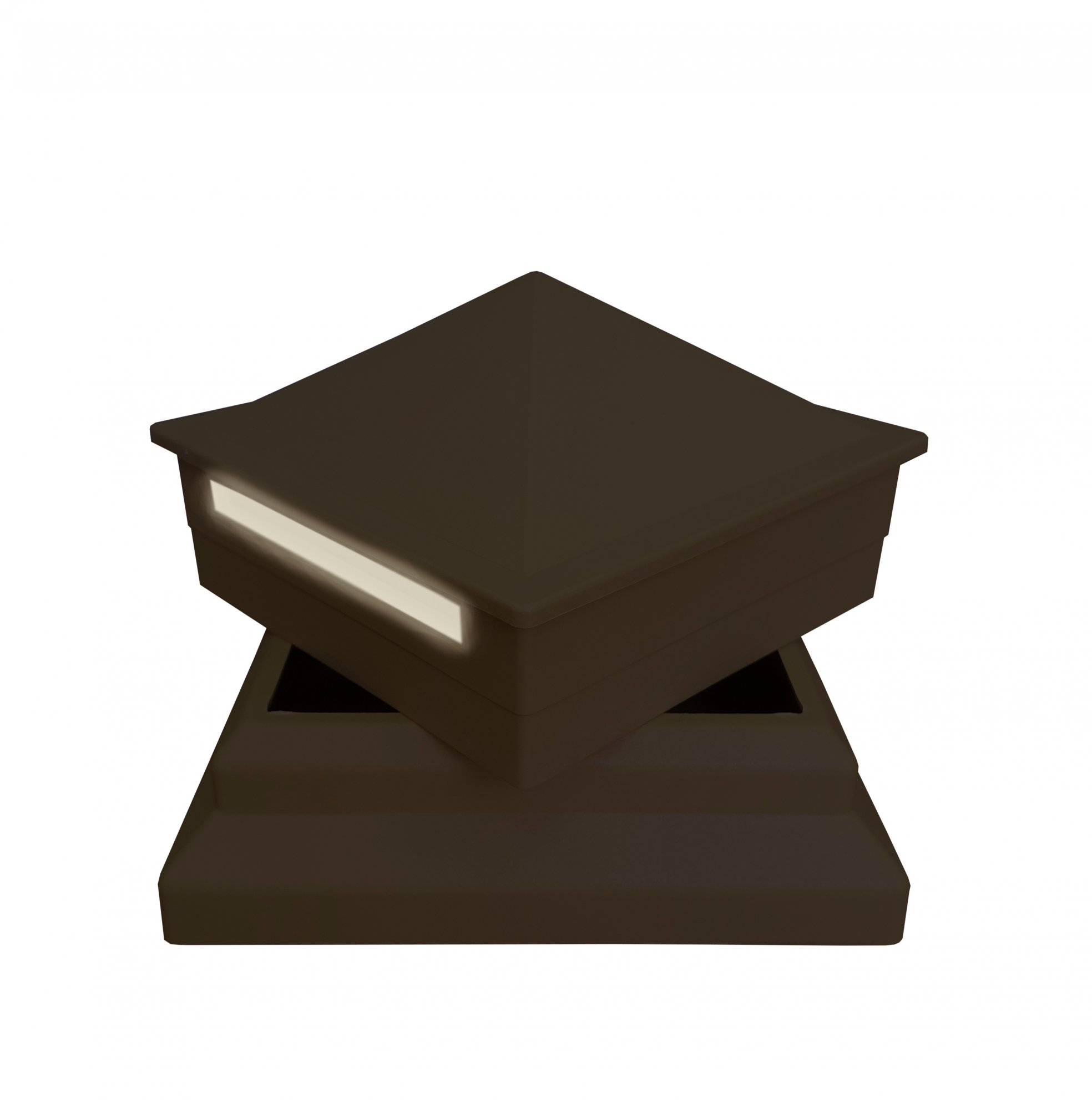 Комплект для столба (крышка+светильник+рамка) ТЕРРАпол ПРАКТИК Коричневый 100х100мм с подсветкой LED, Коричневый