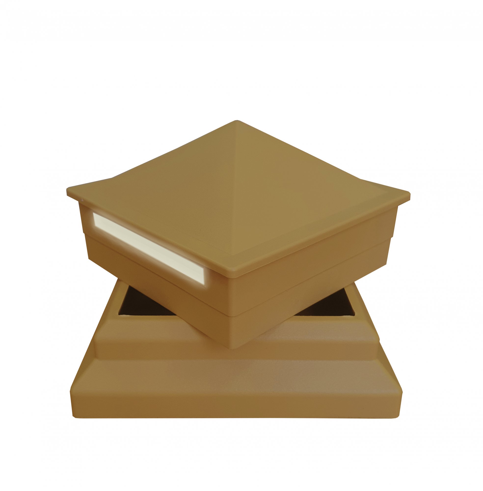 Комплект для столба ТЕРРАпол ПРАКТИК Светло-Коричневый (крышка с подсветкой+рамка) 100х100мм, Светло-Коричневый