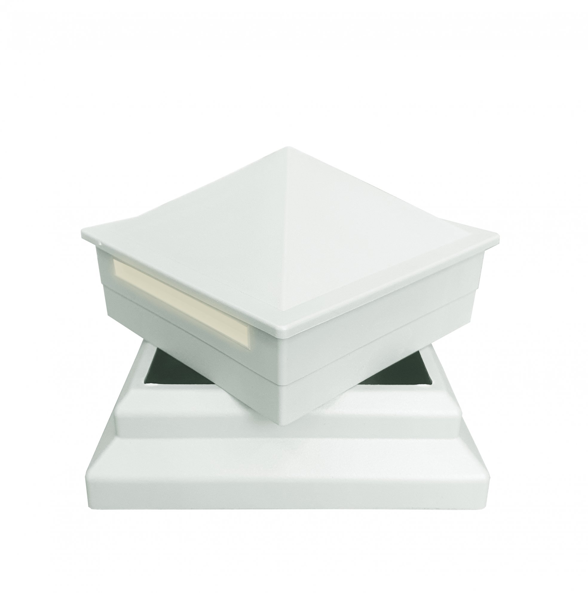 Комплект для столба (крышка+светильник+рамка) ТЕРРАпол ПРАКТИК Белый 100х100мм с подсветкой LED, Белый