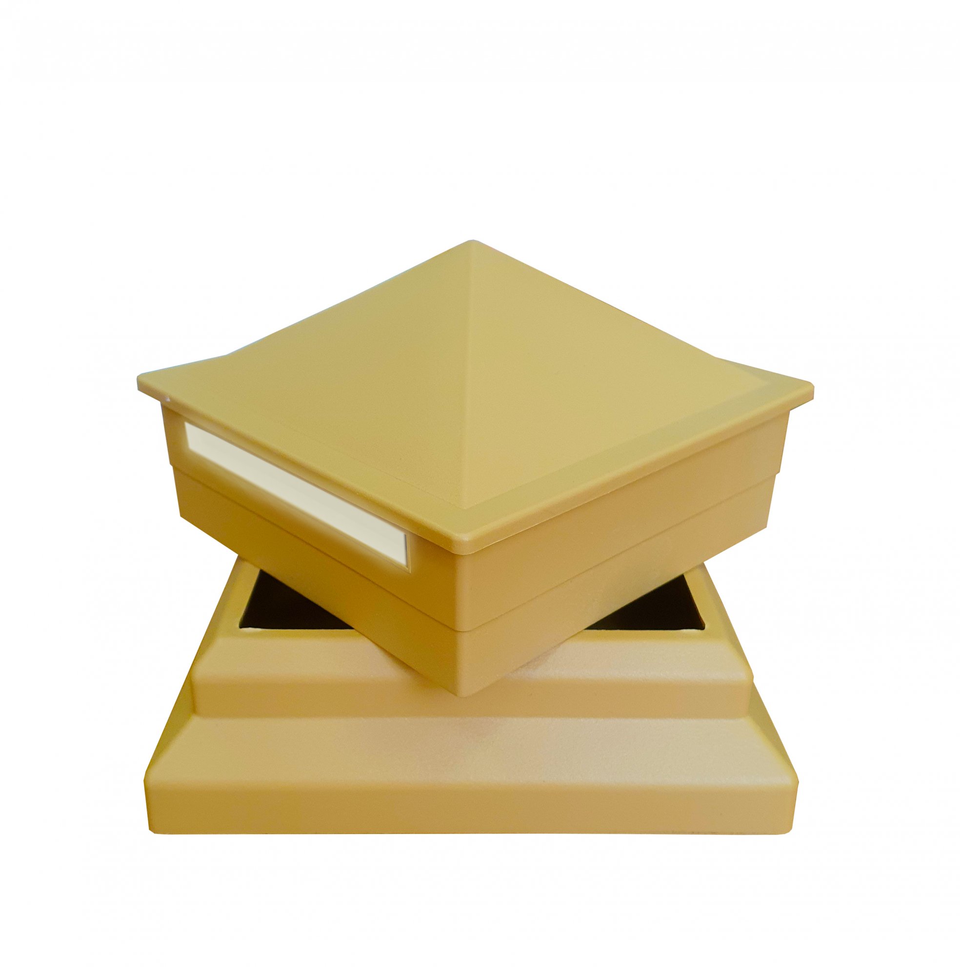 Комплект для столба ТЕРРАпол ПРАКТИК Желтый (крышка с подсветкой+рамка) 100х100мм, Жёлтый