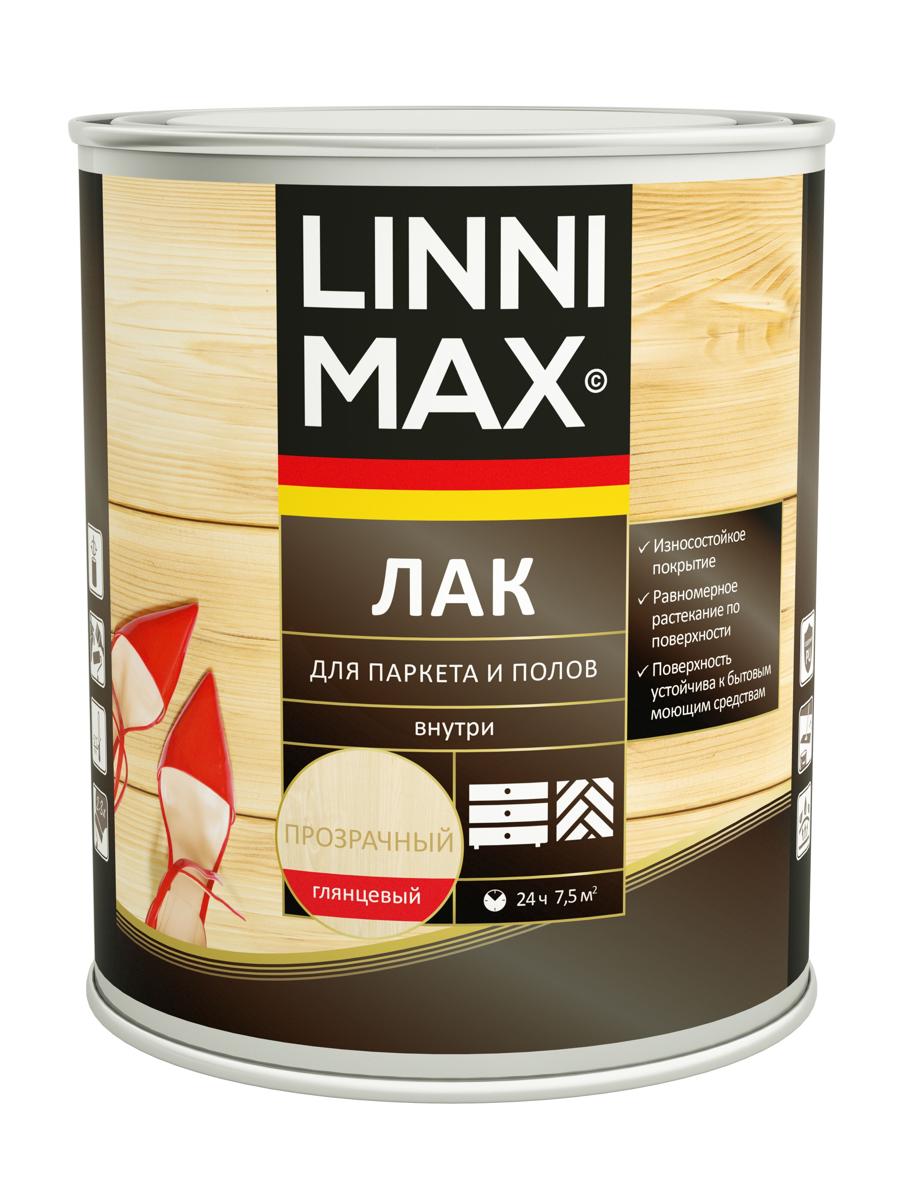 Лак для паркета и полов глянцевый 0,75л алкидно-уретановый LINNIMAX, Лак для паркета и полов глянцевый 0,75л алкидно-уретановый LINNIMAX купить в Санкт-Петербурге Лак для паркета и полов глянцевый 0,75л алкидно-уретановый LINNIMAX, Лак для паркета и полов глянцевый 0,75л алкидно-уретановый LINNIMAX