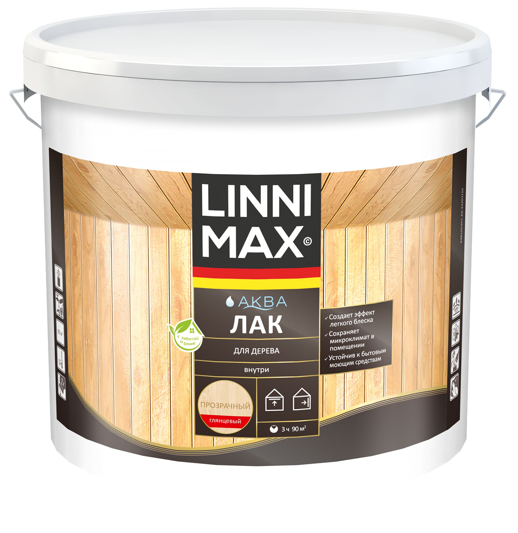 Аква Лак для дерева глянцевый 9л акриловый LINNIMAX, Аква Лак для дерева глянцевый 9л акриловый LINNIMAX купить в Санкт-Петербурге Аква Лак для дерева глянцевый 9л акриловый LINNIMAX, Аква Лак для дерева глянцевый 9л акриловый LINNIMAX