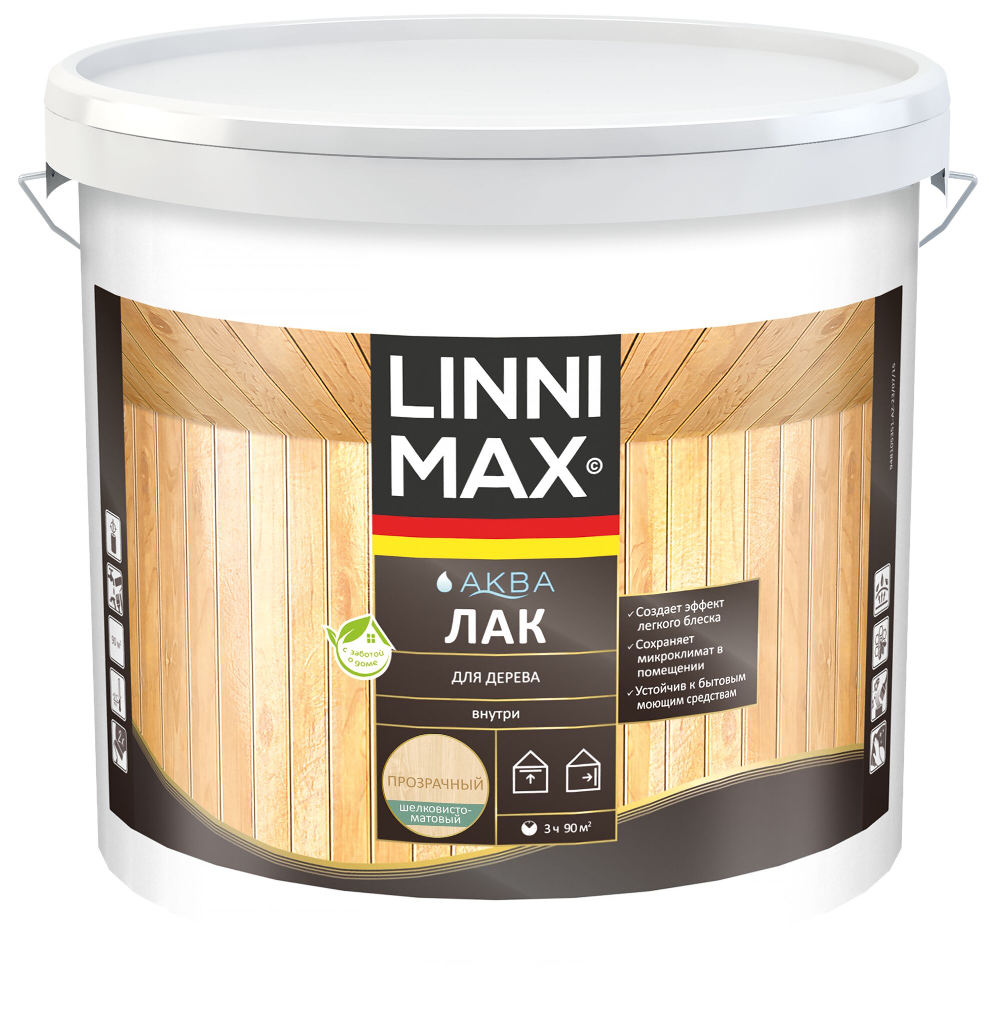 Аква Лак для дерева шелковисто-матовый 9л акриловый LINNIMAX, Аква Лак для дерева шелковисто-матовый 9л акриловый LINNIMAX купить в Санкт-Петербурге Аква Лак для дерева шелковисто-матовый 9л акриловый LINNIMAX, Аква Лак для дерева шелковисто-матовый 9л акриловый LINNIMAX