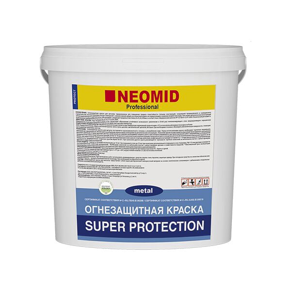 Огнезащитная краска для металла Super Protection 6кг готовый NEOMID, белый