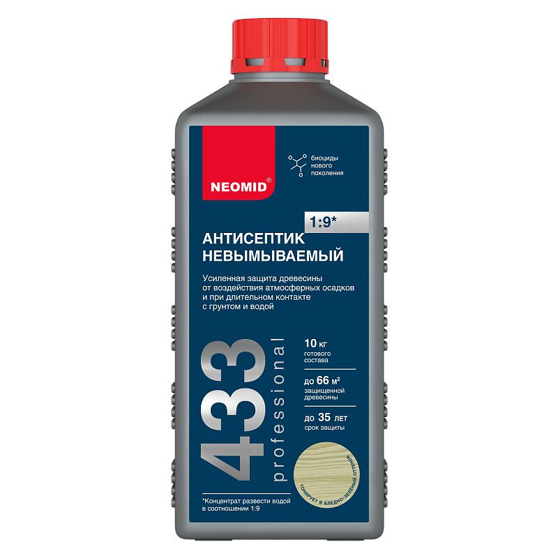 NEOMID 433 1кг невымываемый антисептик усиленный конц 1:9 концентрат 1:9, зелёный купить в Санкт-Петербурге NEOMID 433 1кг невымываемый антисептик усиленный конц 1:9 концентрат 1:9, зелёный