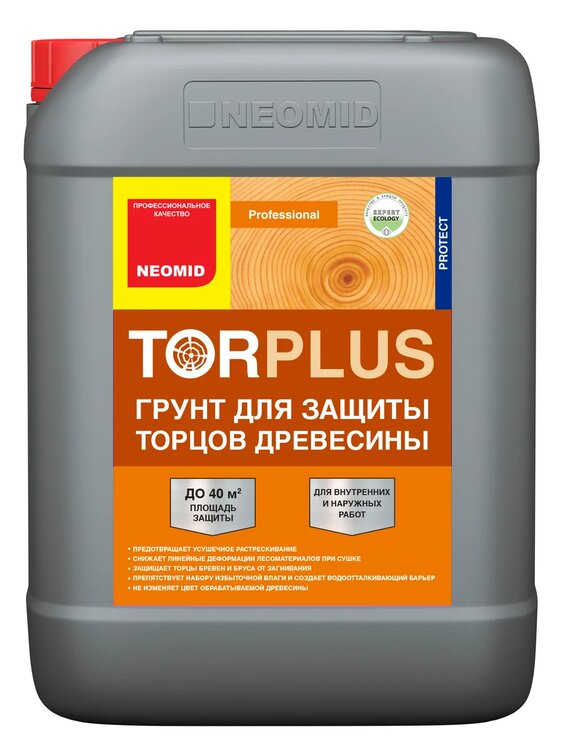 Грунт для защиты торцов древесины TOR plus 10кг готовый NEOMID, бесцветный купить в Санкт-Петербурге Грунт для защиты торцов древесины TOR plus 10кг готовый NEOMID, бесцветный