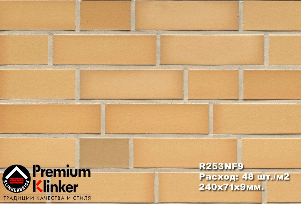 Клинкерная плитка R253NF9 240x71x9мм 48шт/уп FeldHaus, crema glatt