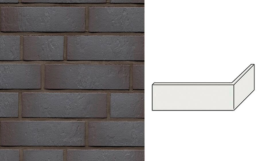 Клинкерная плитка угловая W876NF11 (240+115)x11x71мм 15шт/уп FeldHaus, amena anthracit azul