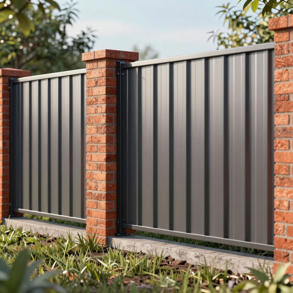 Строительство забора из профнастила с кирпичными столбами: инструкция на века