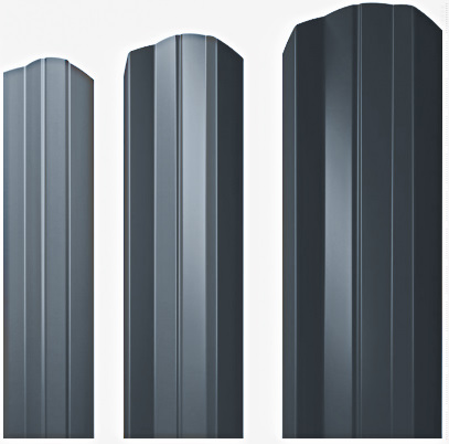 Металлический штакетник М-образный фигурный PE Atlas X, Штакетник М-образный фигурный А GL 0.50мм 7024 (темно-серый) Atlas X {длины по спецификации}