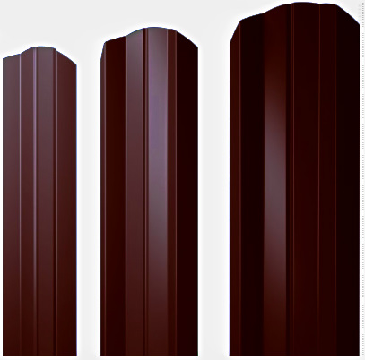 Металлический штакетник М-образный фигурный коричневый