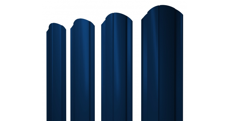 Металлический штакетник Полукруглый Slim фигурный PE 0.40мм, Штакетник Полукруглый Slim фигурный GL 0.40мм 5005 (синий) ПЭ {длины по спецификации}