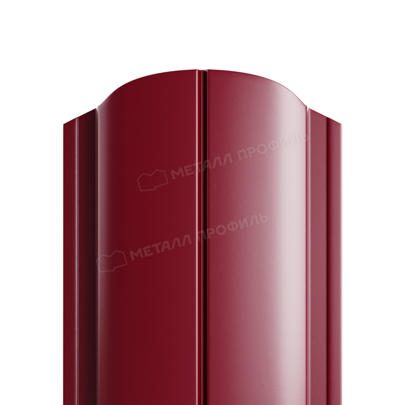 Штакетник металлический МП ELLIPSE-O фигурный PE двусторонний 0,45мм, Штакетник металлический круглый МП ELLIPSE-O фигурный PE двусторонний темно-красный 3005