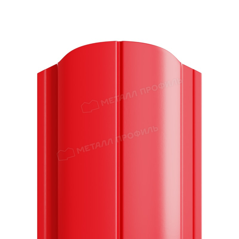 Штакетник металлический круглый МП ELLIPSE-O фигурный PE ярко-красный 3020