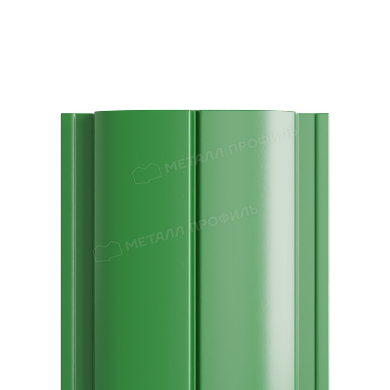 Штакетник металлический круглый МП ELLIPSE-T прямой PE зеленый 6002