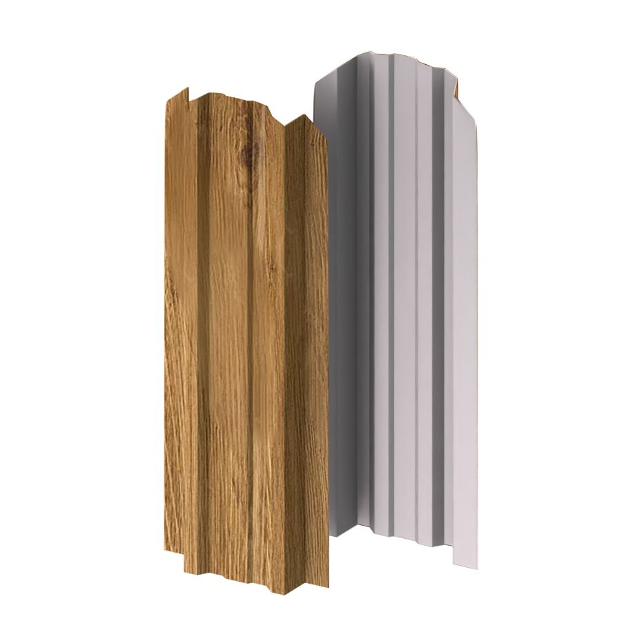 Штакетник металлический МП LANE-O фигурный Ecosteel Textur, Золотой дуб купить в Санкт-Петербурге Штакетник металлический МП LANE-O фигурный Ecosteel Textur, Золотой дуб