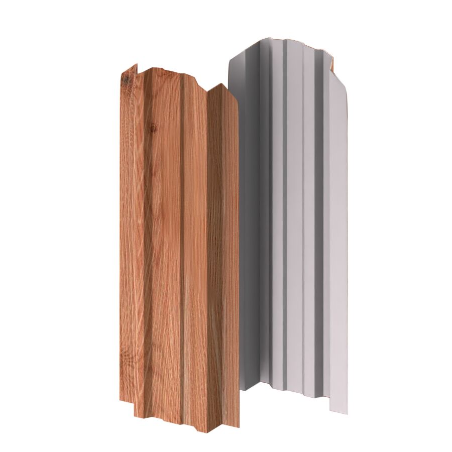 Штакетник металлический МП LANE-O фигурный Ecosteel Textur, Кедр купить в Санкт-Петербурге Штакетник металлический МП LANE-O фигурный Ecosteel Textur, Кедр