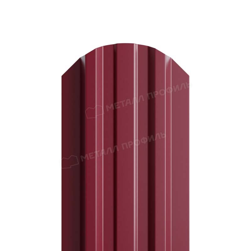 Штакетник металлический МП LANE-O фигурный PE двусторонний 0,45мм, Штакетник металлический LANE-O М-образный фигурный верх PE двусторонний 0,45мм темно-красный 3005
