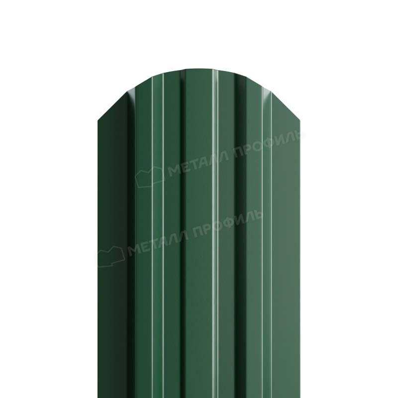 Штакетник металлический МП LANE-O фигурный PE двусторонний 0,45мм, Штакетник металлический LANE-O М-образный фигурный верх PE двусторонний 0,45мм темно-зеленый 6005
