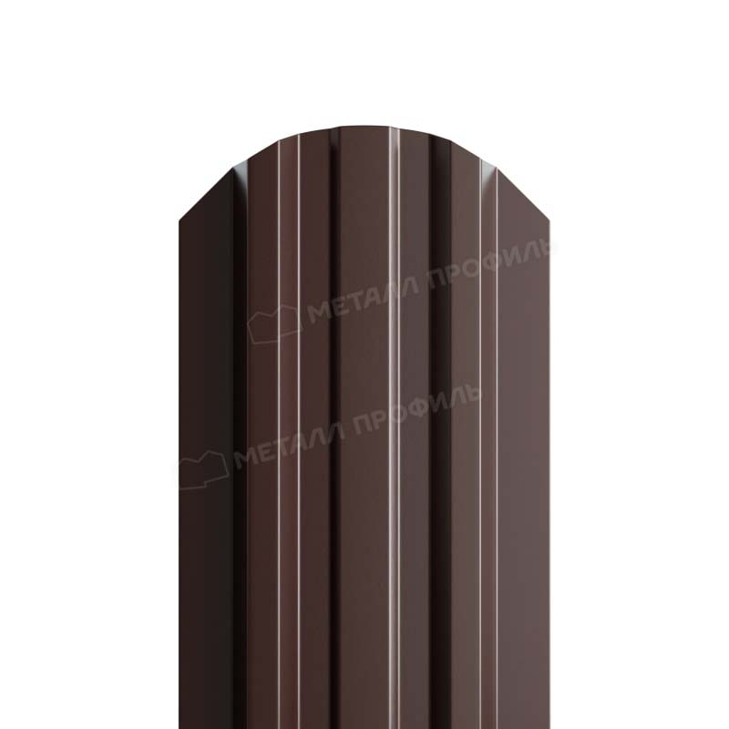Штакетник металлический МП LANE-O фигурный PE 0,45мм, Штакетник металлический LANE-O М-образный фигурный верх PE 0,45мм темно-коричневый RR32
