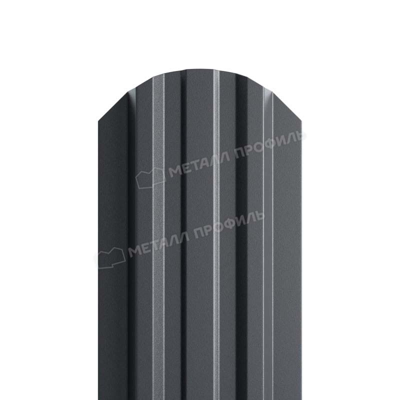Штакетник металлический МП LANE-O фигурный Puretan темно-серый RR23