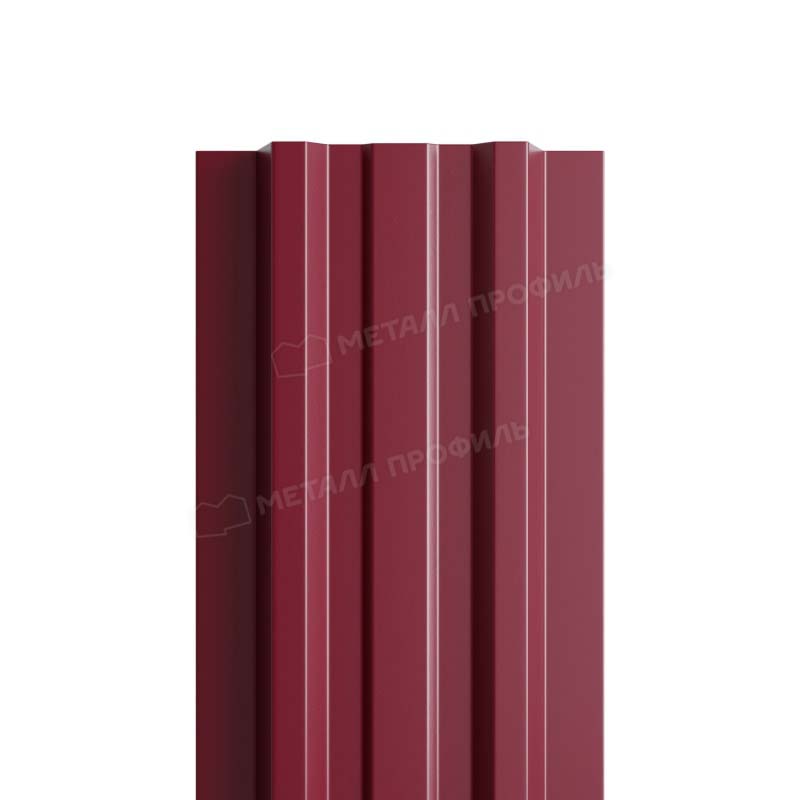 Штакетник металлический МП LANE-T прямой PE двусторонний 0,45мм темно-красный 3005